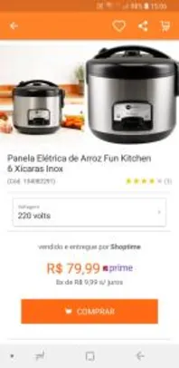 [APP] Panela Elétrica De Arroz Fun Kitchen 6 Xícaras 127V - Fun Kitchen por R$ 80