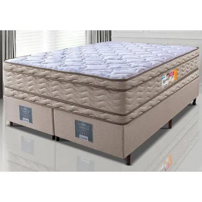 Foto do produto Cama Box King Colchão Ortopédico + Box 193x203x71 Double Face Espuma D33 Dourado