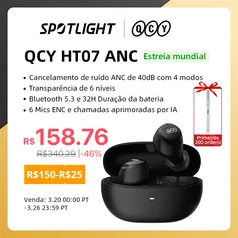 QCY HT07 ANC 40db TWS fone de ouvido sem fio bluetooth 5.2