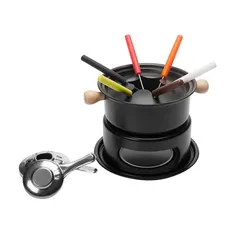 Panela de Fondue Preta 16cm 11 peças - Casambiente