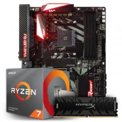 Kit Upgrade Placa Mãe Biostar Racing X470GT8, AMD AM4 + Processador AMD Ryzen 7 3700x 3.6GHz + Memória DDR4 8GB 3000MHz