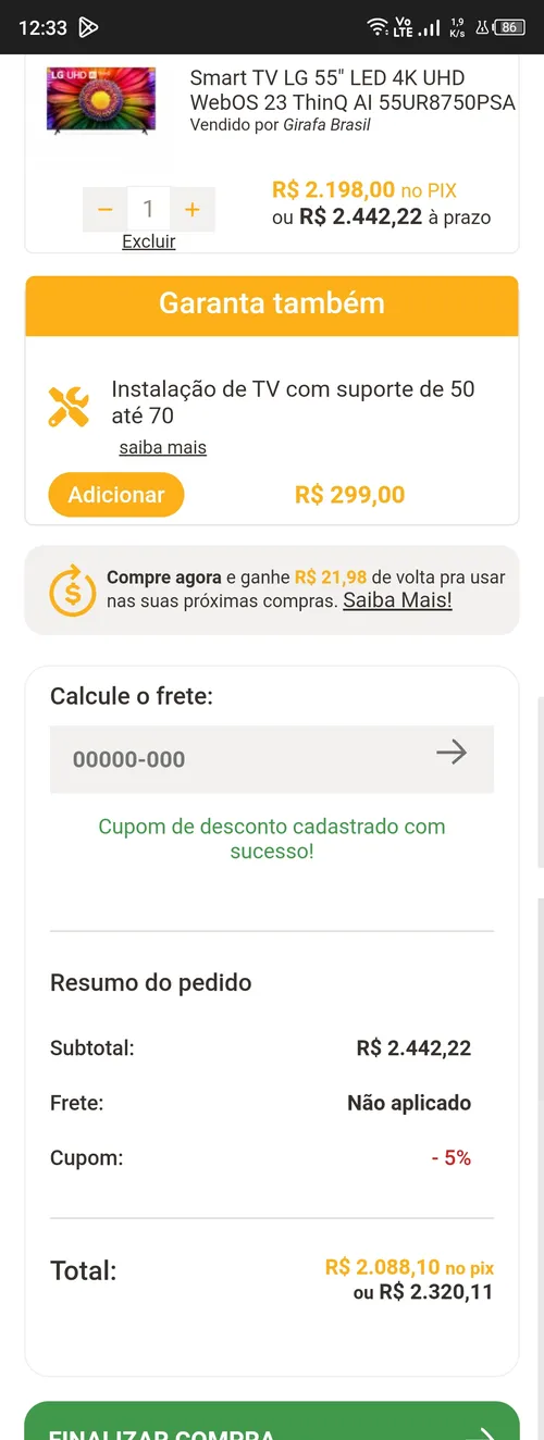 Imagem na descrição da promoção