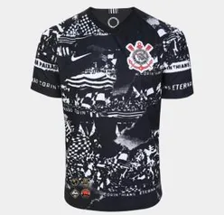 Camisa Corinthians III 19/20 Torcedor s/nº Nike Masculina - Invasões - All Patches - Preto e Branco