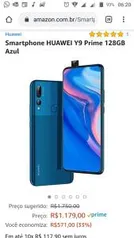 Smartphone HUAWEI Y9 Prime 128GB Azul | R$1.179