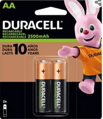 Pilha Recarregável AA Pequena DURACELL com 2 unidades | R$47