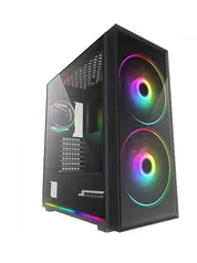 Gabinete Gamer SuperFrame Vortex, ARGB, Mid Tower, Vidro Temperado, E-ATX, Black, Sem Fonte, Com 2 Fans