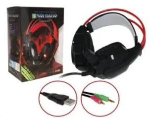 informática Headphone Game Com Microfone Luz Led Colorido Cabo Reforçado Revestido Silicone Gh-X20 | R$84