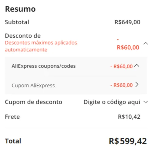 Imagem na descrição da promoção