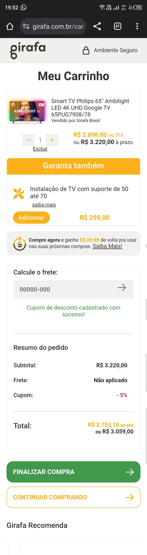 Imagem na descrição da promoção