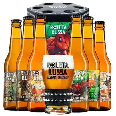 Kit Tambor de Roleta Russa Garrafas - Compre 6 Cervejas + Copo Oficial da Marca