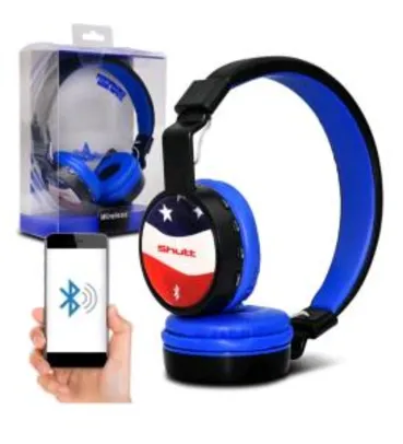 Fone de Ouvido Headphone Wireless Shutt EUA Sem Fio Bluetooth P2 SD Rádio FM MP3 Azul Escuro