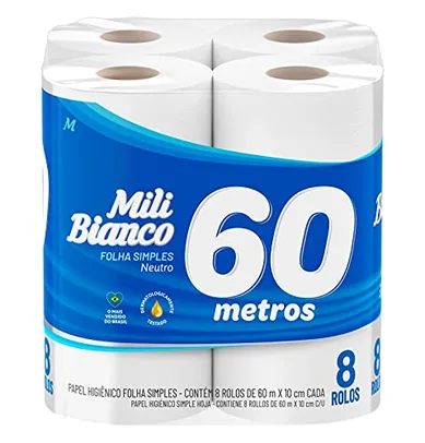 Papel Hig, Mili, 60m, pacote de 8