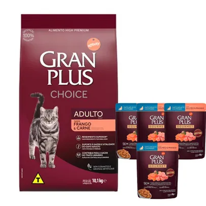 Ração Gran Plus Gatos Choice Frango E Carne - 10,1Kg + Brinde