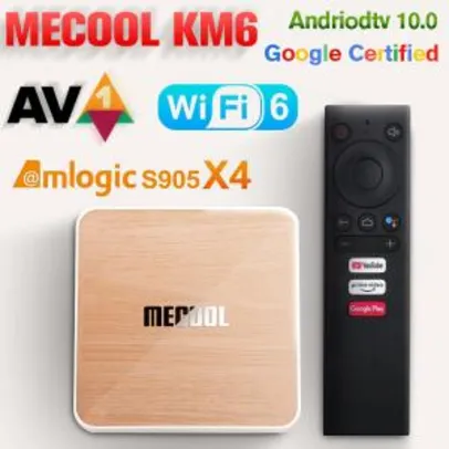 Smart TV BOX MECOOL KM6 com Android 10.0, suporte a HDR, 4K | R$357