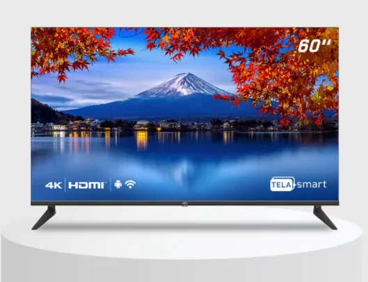 Smart TV HQ 60" UHD 4K, HDR Android 11, Sistema Ultrasound, Design Slim, Processador Quad Core, Espelhamento de tela, HQSTV60NK