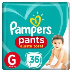 6 x Pacotes de Fraldas Pampers Pants Ajuste Total Mega Tamanho G Com 36 Unidades