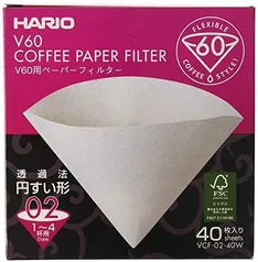 Filtro de Papel para Coador de Café V60, Hario, Branco, Tamanho 02, Caixa com 40 | R$23