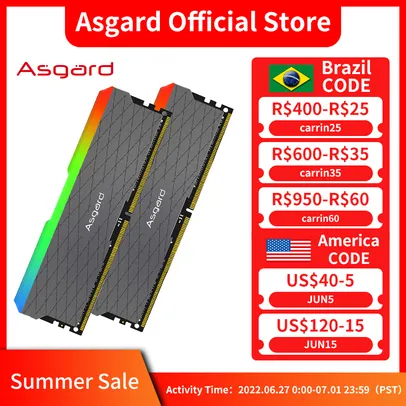 Memória Ram DDR4 Asgard W2 2x8Gb 3200MHz RGB