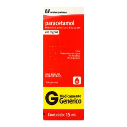 Paracetamol 200mg/ml União Química Genérico Gotas com 15ml - R$2