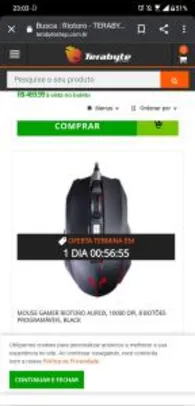 Mouse Gamer Riotoro Aurox, 10000 DPI, 8 botoões, Black | R$129