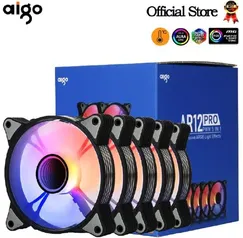 Kit 5x Fans Aigo AR12 PRO, ARGB, 74CFM, Preta