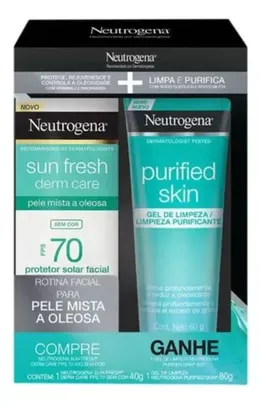 Kit Facial Protetor Solar Sun Fresh Derm Care FPS 70 Sem Cor 40g E Gel De Limpeza Purified Skin 60g Neutrogena