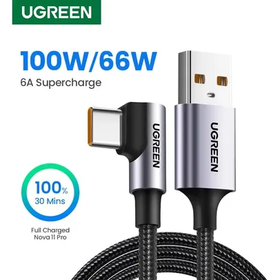 [Com Taxa] Cabo UGREEN USB-C: 100W, carga rápida para Huawei, Xiaomi.