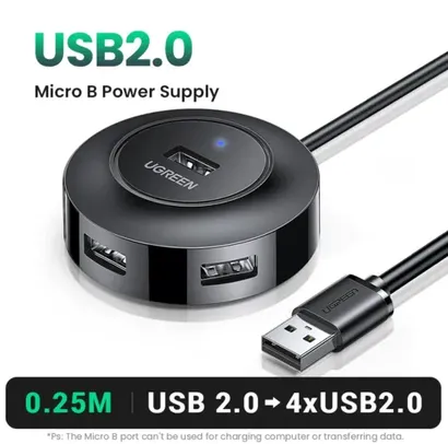 [Taxa Inclusa] Ugreen usb c hub 4 portas usb tipo c para usb 2.0 hub divisor