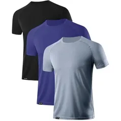 Kit com 3 Camisetas DryFit Slim Fitness Masculinas Cores Sortidas