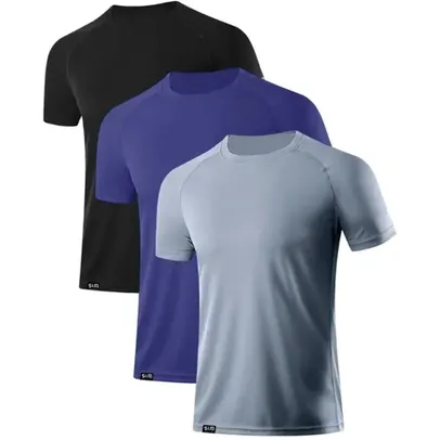 Kit com 3 Camisetas DryFit Slim Fitness Masculinas Cores Sortidas