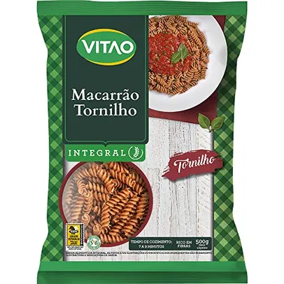 (Mais por Menos R$4,04) Vitao Macarrão Integral Tornilho - 500g