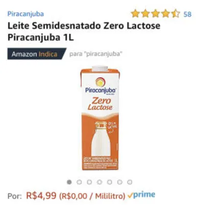PRIME - Leite Semidesnatado Zero Lactose Piracanjuba 1L