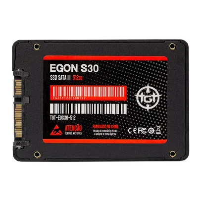 SSD TGT Egon S30, 512GB, Sata III 6GB/s, Leitura 520 MB/s, Gravacao 450 MB/s, TGT-EGS30-512NT