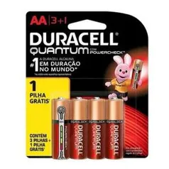 Pilha Alcalina Duracell Quantum, AA Pequena, com 4 Unidades