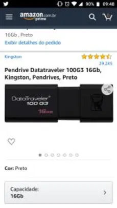[PRIME] Pendrive Datatraveler 100G3 16Gb, Kingston | R$24