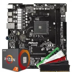 KIT UPGRADE, RYZEN 7 2700, ASROCK A320M-HD, 8GB 2400MHZ R$1470