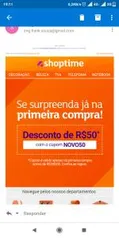 R$ 50,00 OFF na primeira compra no Shoptime