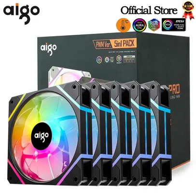 Cooler Aigo-am12pro kit de ventilador do computador, 120mm, rgb, refrigerador de água, 4pin, pwm, cpu, 3pin5v argb, 12cm