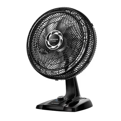 [R$146 CASHBACK PELANDO] Ventilador de Mesa 40cm Mondial Turbo VT40NB com 8 Pás, 3 Velocidades - Preto e Prata 