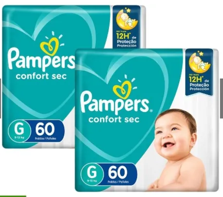 Kit Fralda Pampers Confort Sec Super Tamanho G 120 Tiras Por R$110