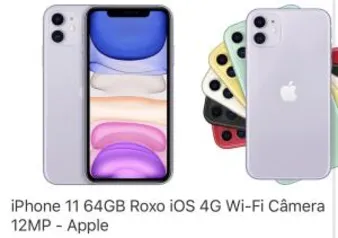 [CC NORMAL/SUB+Ame = R$3.530 ] IPhone 11 64gb roxo R$4.399