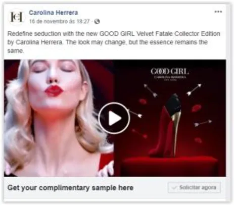 [Fazer no PC] Amostra grátis perfume Carolina Herrera