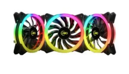 Kit Fan com 3 Unidades KWG Gemini M1-1203R, RGB 120mm | R$172