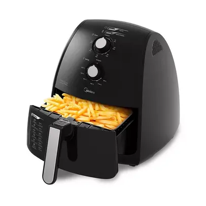 (com AME) Fritadeira Sem Óleo Midea Preta 1500W FRP41 4L 110v