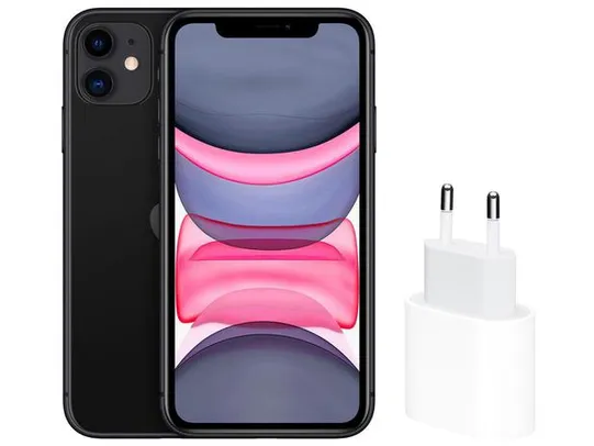 iPhone 11 Apple 256GB Preto  + Carregador USB-C de 20W 