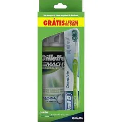 Espuma de Barbear Mach 3 Sensitive 250ml  - Grátis Escova dental Oral-B Complete R$ 13