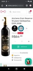 Vinho Tinto Anciano Gran Reserva 10 years Valdepeñas DOP 2008 | R$ 58