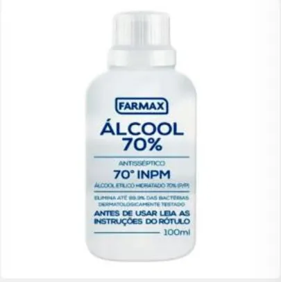 LEVE 2 PAGUE 1 - Álcool Líquido Farmax 70% 100ml | R$ 0,49