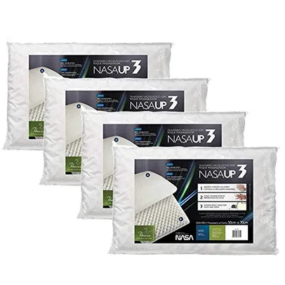 kit 4 pçs travesseiro nasa up 3 p/fronhas 50x70 cm - Fibrasca, Branco