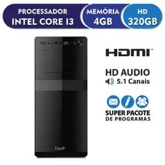 Computador Intel Core i3 3.3ghz, 4GB DDR3, 320GB, HDMI FullHD, áudio 5.1, EasyPC Standard por R$ 850